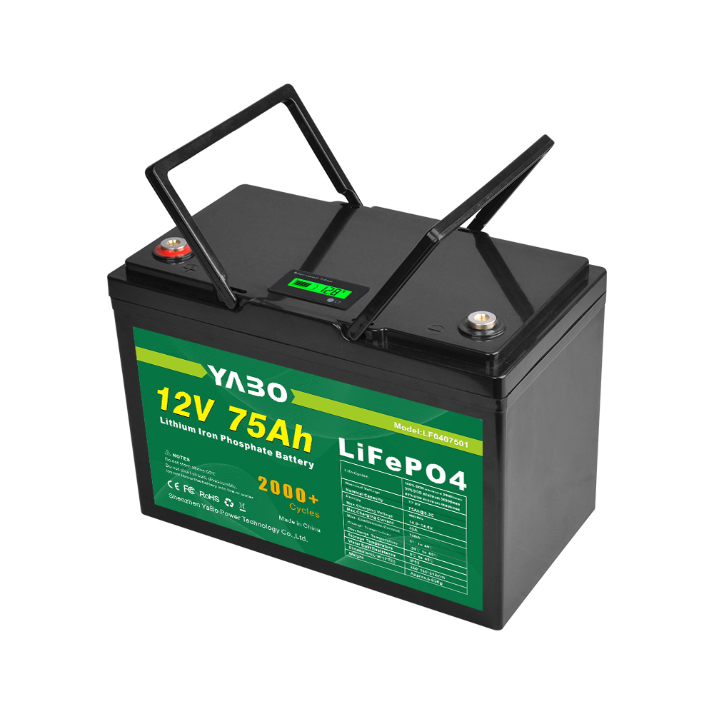 YABO 12V 75Ah LiFePO4 Batterij met Overladingsbescherming voor Huisopslag